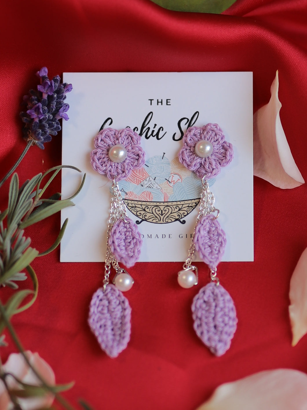 Beautiful purple flower dangle earrings